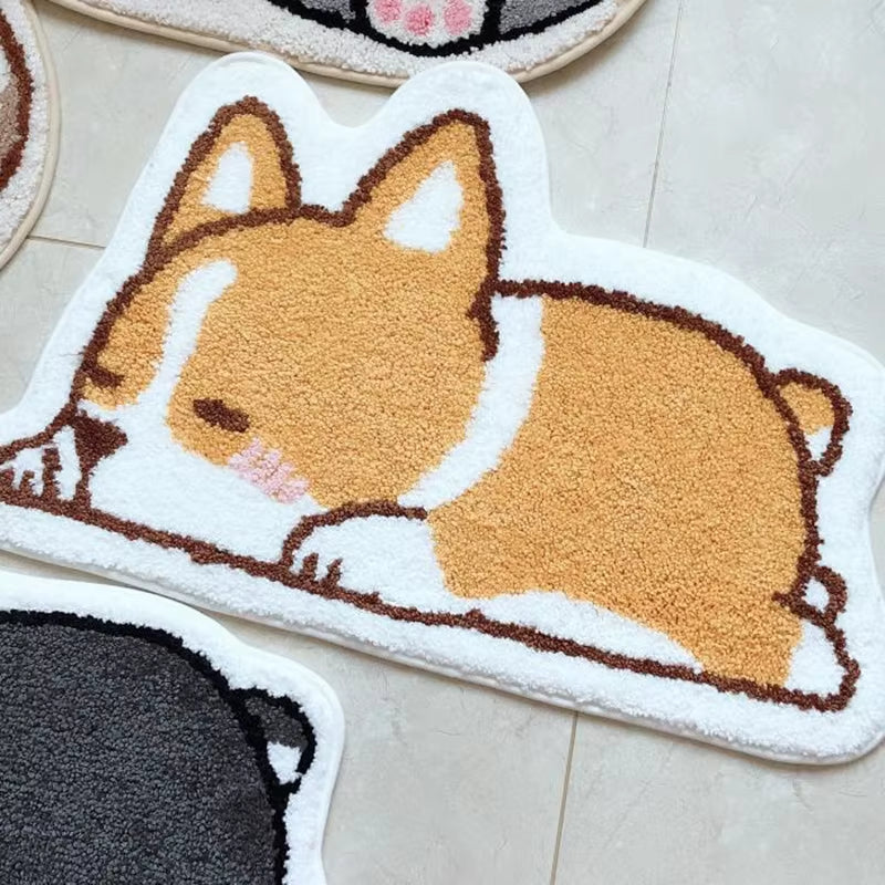 Cartoon Keji Imitation Cashmere Bathroom Floor Mat Cute Toilet Absorbent Foot Mat Toilet Anti-Skid Mat