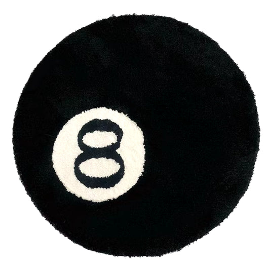 1 Pack Black Billiards 8 Ball round Flocked Floor Bedroom Anti-Slip Carpet Mat Living Plush Soft Bedroom Rug