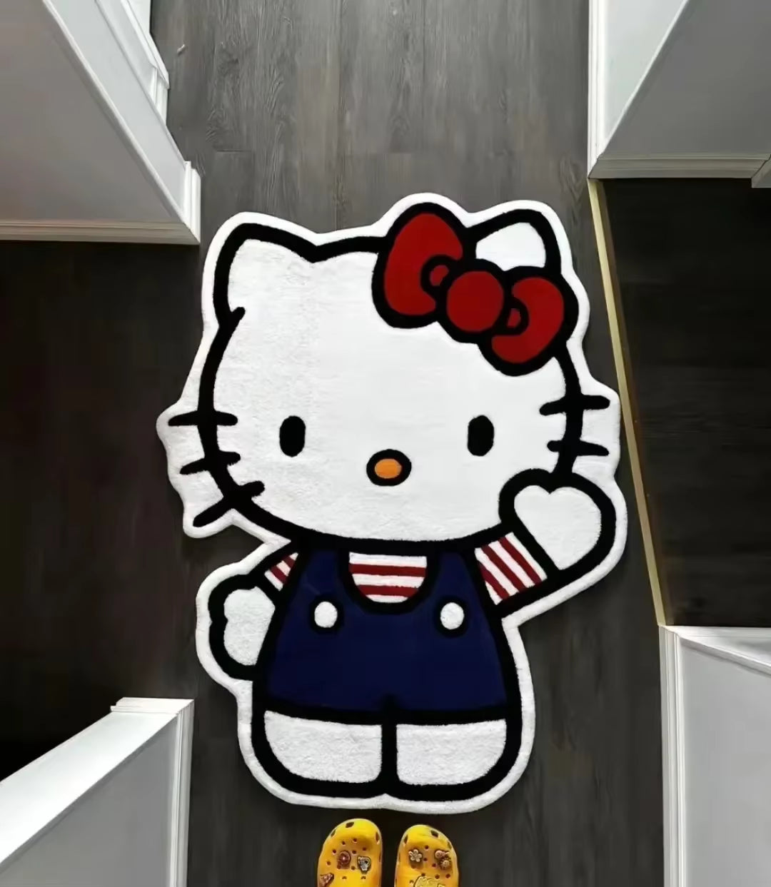 Hello Kitty Plush Floor Mat Cartoon Kt Cat Kawaii Cute Cartoon Non-Slip Imitation Cashmere Rug Room Bedside Decoration